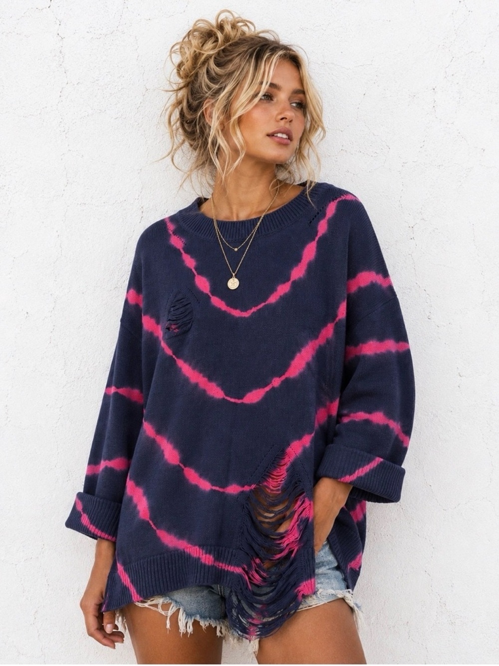 Umgee oversized distressed sweater